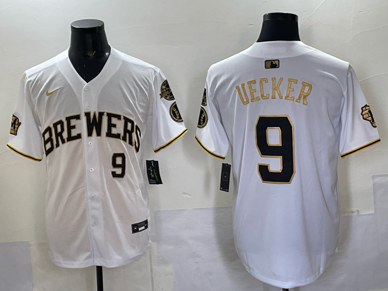 Men Milwaukee Brewers #9 Uecker white Nike MLB 2025 Jersey 001